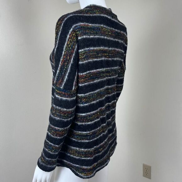 Modcloth Women Size M Blue Eyelash Stripped Open Front Pullover Cardigan Sweater - Picture 3 of 14